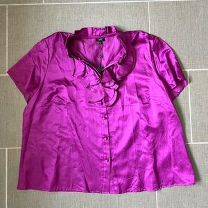 NWT Talbots purple blouse, size 22 petite, 35% silk 65% cotton